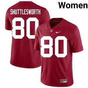Womens Crimson #80 Jaxon Shuttlesworth College Football Stitched Go Bama Jerseys 896880-401 - Image 1